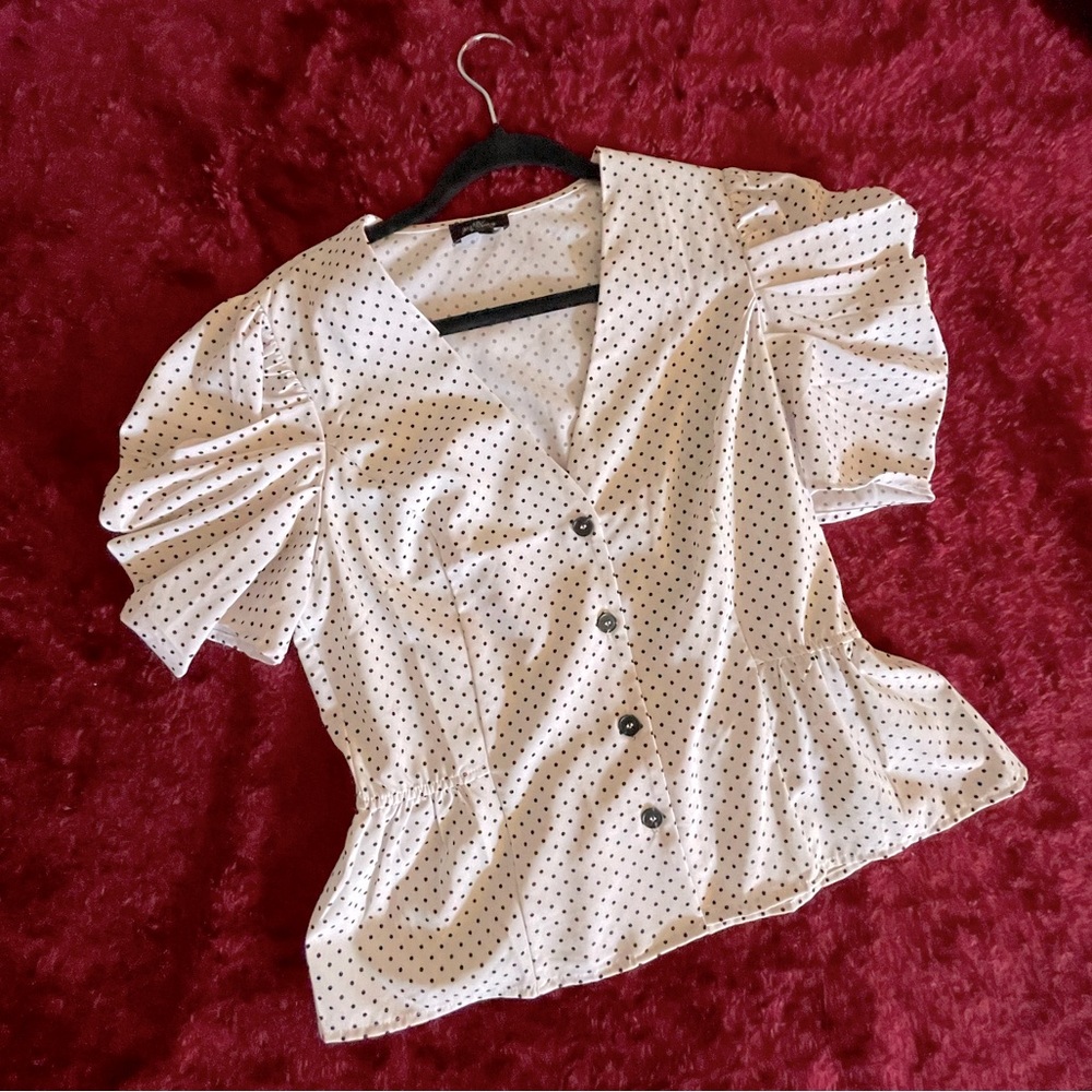 white polka dot Fashion Blouse